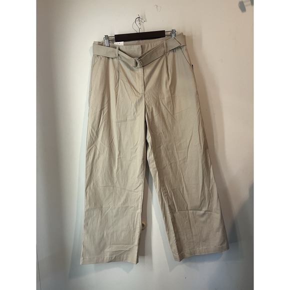 George Wide Leg Khaki Pants Size 32 Belted Pleated Hipster Buisness Casual New - Picture 1 of 8